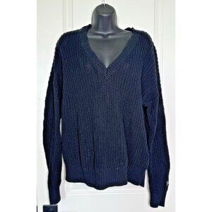 Secret PINK Forenza Knit V-Neck Sweater Women's Large Black
